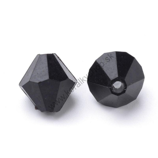 Brúsené korálky plastové - 8 mm - čierna nepriehľadná - 20 ks