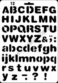 Plastová šablóna 25,9 x 17,4 cm - abeceda - motív č.12