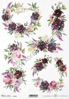 Ryžový papier - A4 - fialové kvety - motív R1751