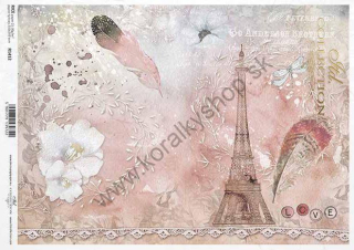 Ryžový papier - A4 - pozadie Paríž- motív R1412