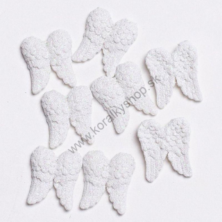 Anjelské krídla - dekorácia - 2,5 x 3 cm - biela - 6 ks