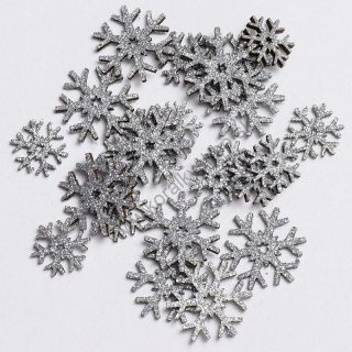Vianočná dekorácia - vločky mix - 2,5 až 3,5 cm - strieborná- 24 ks
