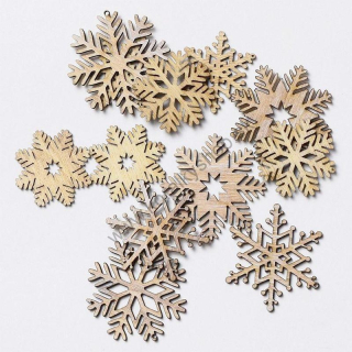 Vianočná dekorácia - vločky mix - 3 až 4 cm - prírodná - 12 ks