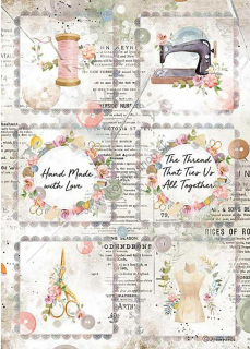 Ryžový papier - A4 - Romantic Threads mini cards