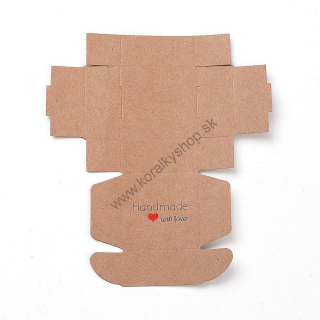 Papierová krabička "Handmade with love "- 5,5 x 5,5 cm - prírodná - 1ks