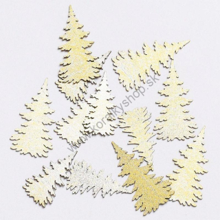 Vianočná dekorácia - stromček mix - 3,5 až 4,5 cm - zlatá - 12 ks