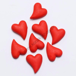 Dekorácia srdce lepiacia - 2,5 x 3 cm - červená - 8 ks