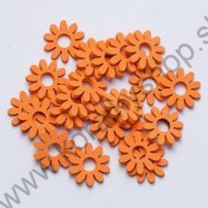 Drevená dekorácia - kvietky -  pr. 2 cm - oranžová - 60 ks