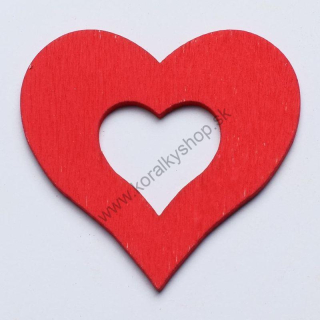 Drevená dekorácia - srdce - pr. 3 cm -červená - 20 ks