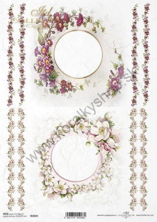 Ryžový papier - A4 - kvetinové rámčeky - motív R1828