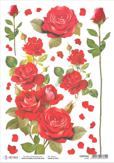 Ryžový papier - A4 - červené ruže - motív CBRP082