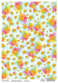 Ryžový papier - A4 - dúhové kvety - motív CBRP092