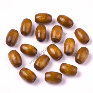Drevená korálka - olivka - 12 x 8 mm - hnedá - 50 ks