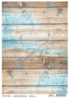 Ryžový papier - A4 - drevená stena modrá- motív CBRP111