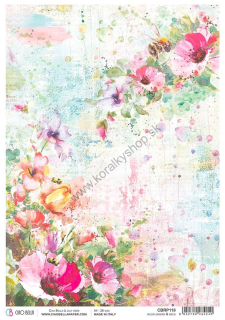 Ryžový papier - A4 - kvety, včela - motív CBRP118
