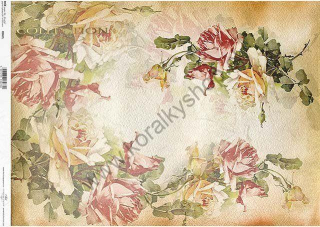 Ryžový papier - A3 - vintage ruže - motív R0067L