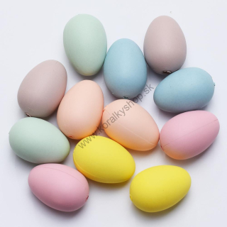 Dekoračné vajíčka plastové - 2,4 x 3,5 cm - pastelový mix - 12 ks