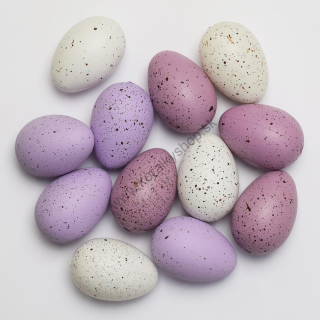 Dekoračné vajíčka plastové - 2,8 x 4 cm - mix fialová - 12 ks