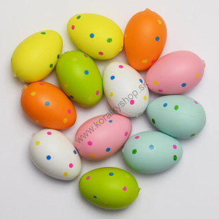 Dekoračné vajíčka plastové - 2,8 x 4 cm - mix farebný - 12 ks