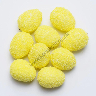 Dekoračné vajíčka polystyrén -  2 x 2,5 cm - žltá - 9 ks