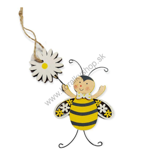 Drevený záves - včela - 10 x 10 cm - 2 ks