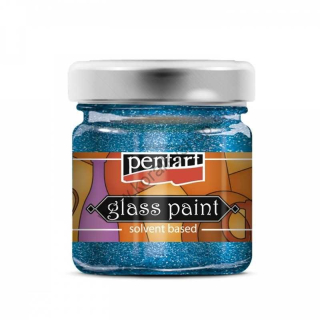 Farba na sklo - trblietavá modrá - 30 ml