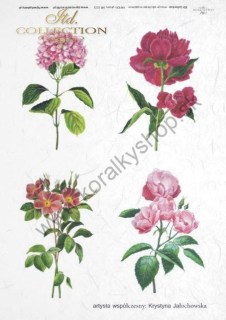 Ryžový papier - A4 - ružové kvety - motív R0123