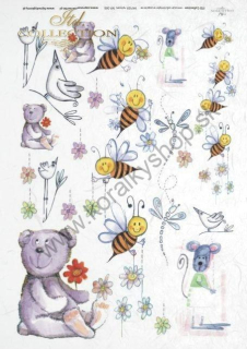 Ryžový papier - A4 - včely - motív R0088