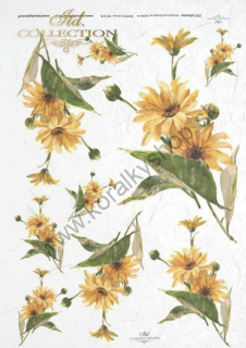 Ryžový papier - A4 - žlté kvety - motív R0218