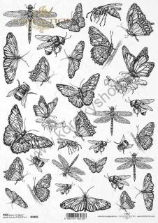 Ryžový papier - A4 - motýle- motív R1886