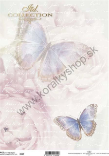 Ryžový papier - A4 - pastelová tapeta, motýľ - motív R0567