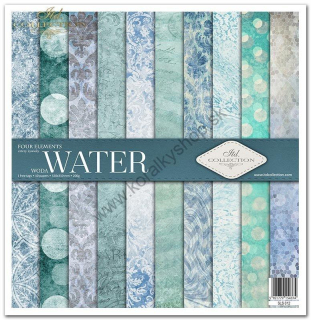 Sada papierov na scrapbooking - 31 x 32 cm - element voda - 10+1 ks