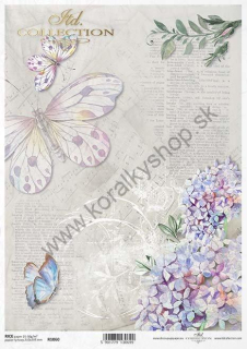 Ryžový papier - A4 - vintage pozadie motýľ - motív R1060