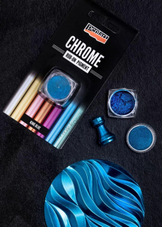 Rub-on pigmentový prášok - chrómový efekt - kráľovská modrá - 0,5 g
