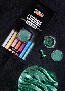 Rub-on pigmentový prášok - chrómový efekt - zelená gecco - 0,5 g
