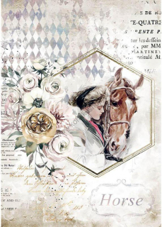 Ryžový papier - A4 - Romantic Horses lady frame
