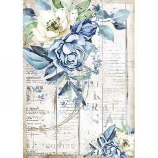 Ryžový papier - A4 - Romantic Sea Dream blue flower