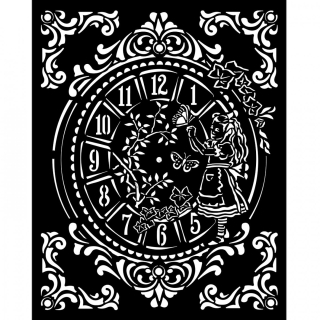 Plastová šablóna - Stamperia - 20 x 25 cm - Alice clock