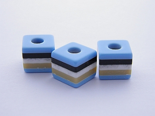 Živicové korálky 9x10 mm - modrá viacfarebná - 5 ks