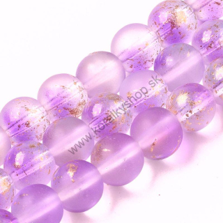 Sklenené korálky - guličky - 8 mm - crystal-ružová so zlatou fóliou - 10 ks