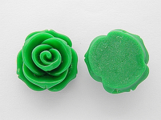 Živicová korálka - ruža - zelená  - 1 ks