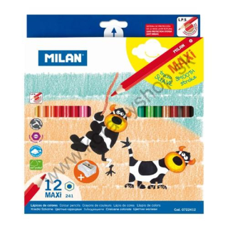 Pastelky MILAN Maxi šesťhranné + orezávatko  - 12 ks