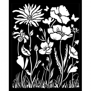 Plastová šablóna - Stamperia - 20 x 25 cm - Atelier poppy and flower