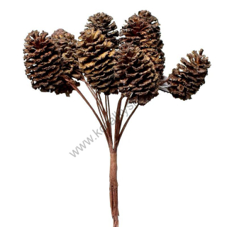 Vetvička jeseň - šišky - 12 cm - 6 ks/zv.