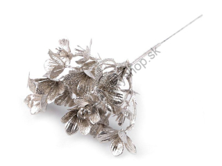 Vetvička metalická - strieborná - 26 cm