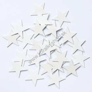 Drevená dekorácia - hviezda - 4 cm - biela - 24 ks