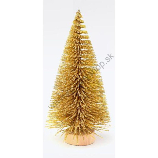 Mini stromček - dekorácia - výška  10 cm - sv. zlatá - 1 ks