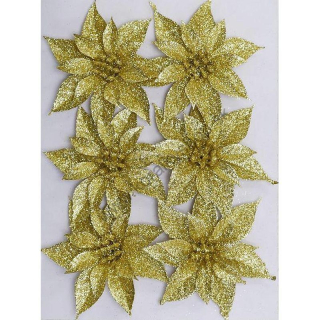 Vianočná ruža - zlatá - pr. 8 cm - 6 ks