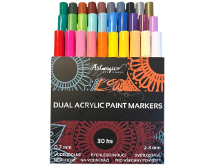 Akrylové fixy dual pen - dva hroty - sada 30 ks