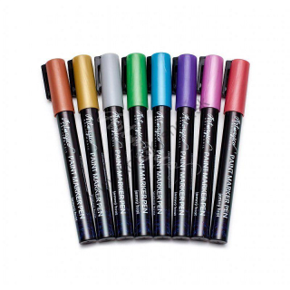 Akrylové fixy - hrot 1 mm - metalické - sada 8 ks